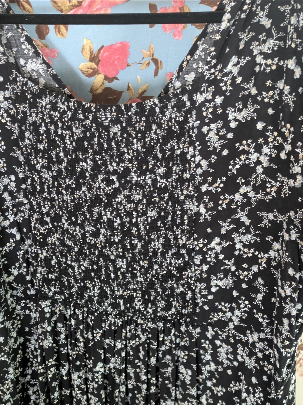 Old Navy Black Midi Dress with White Floral Print - Picture 3 of 3
